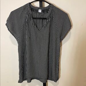 Old Navy Black and White Checkered Blouse